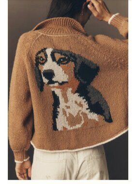 Anthropologie The Jesse Dog Icon Cardigan by Pilcro Beagle XL
